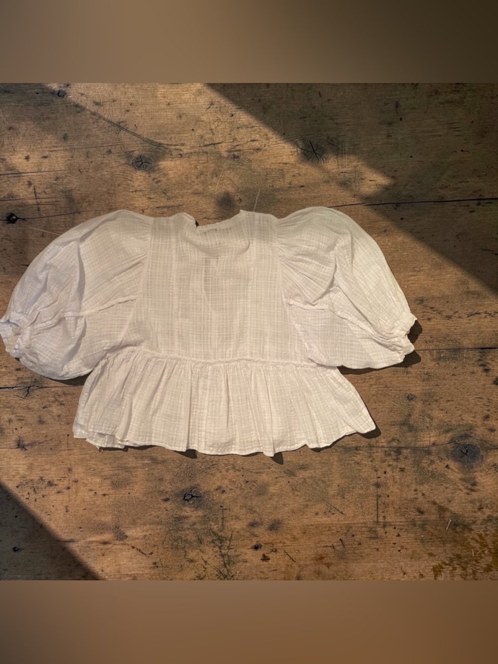 American Eagle Outfitters White Peasant Tie-Neck Blouse - Picture 3 of 9